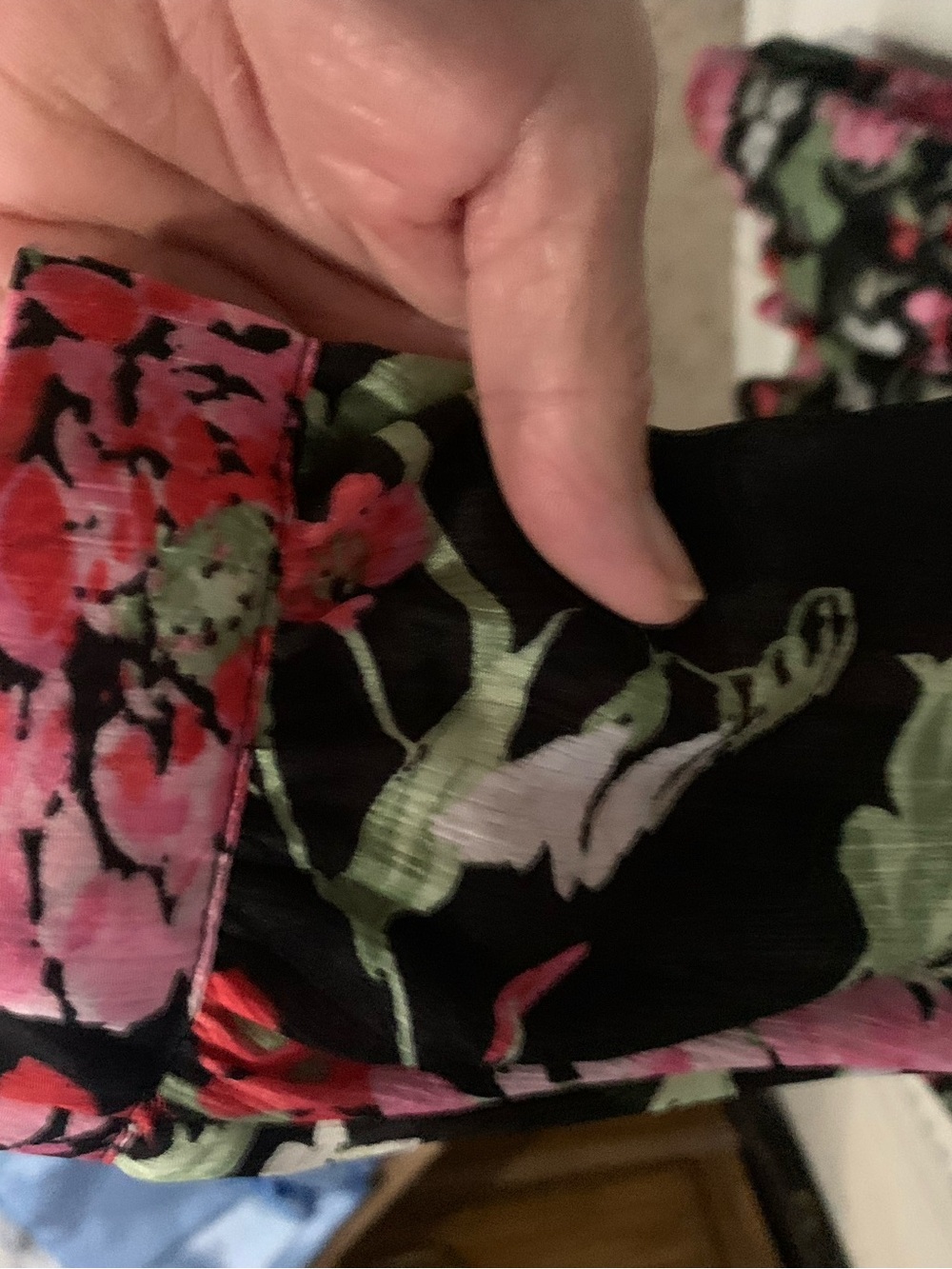 Draper James Black Dress with Pink and Green Floral Print Ruffled Hemline - Picture 6 of 9